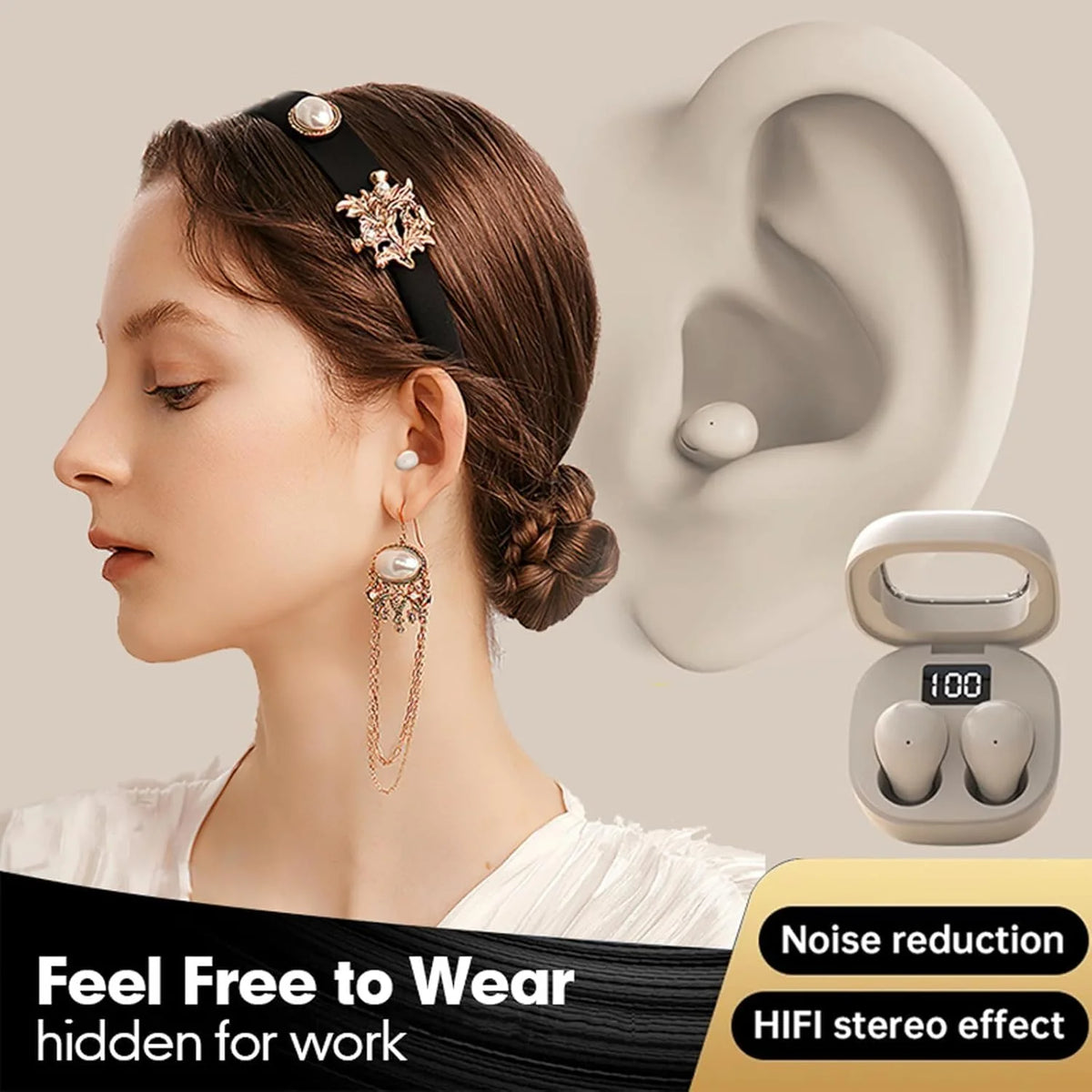 "Invisible" Wireless Bluetooth Mini Earbuds 